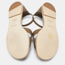 مملوكة مسبقًا Hermes Brown Leather Santorini Ankle Strap Flat Sandals Size 40