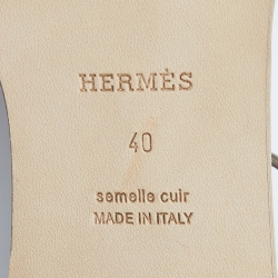 مملوكة مسبقًا Hermes Brown Leather Santorini Ankle Strap Flat Sandals Size 40