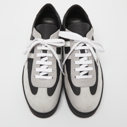 Hermes Black/Grey Suede and Leather Boomerang Low Top Sneakers Size 40