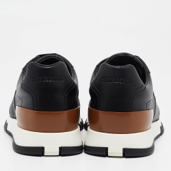 Pre Owned Hermès Black/Brown Leather Trail Sneakers Size 38