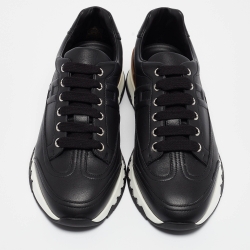 Pre Owned Hermès Black/Brown Leather Trail Sneakers Size 38