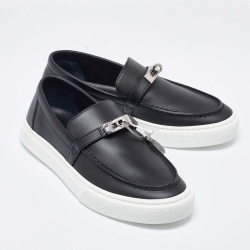 Hermes Black Leather Game Sneakers Size 37