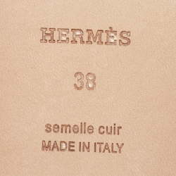 Pre Owned Hermès Beige Leather Oran Flat Slides Size 38