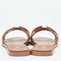 Pre Owned Hermès Beige Leather Oran Flat Slides Size 38
