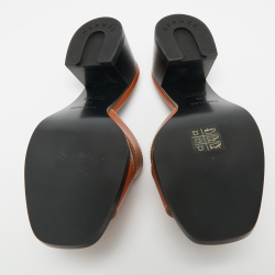 Pre Owned Hermès Brown Leather Helia Slide Sandals Size 36