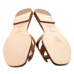 Hermes Brown Leather Oran Flat Sandals Size 39
