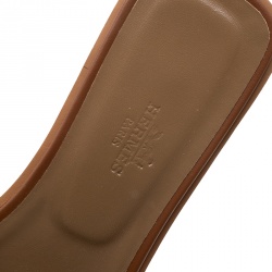 Hermes Brown Leather Oran Flat Sandals Size 39