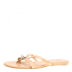 Hermes Beige Leather Corfu Thong Sandals Size 41