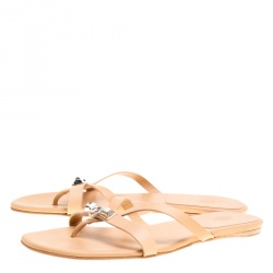 Hermes Beige Leather Corfu Thong Sandals Size 41