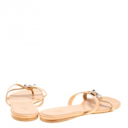 Hermes Beige Leather Corfu Thong Sandals Size 41