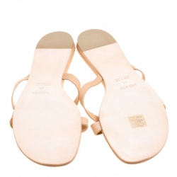Hermes Beige Leather Corfu Thong Sandals Size 41