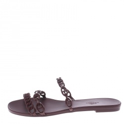 Hermes Burgundy Rubber D'ancre Chaine Rivage Sandals Size 39