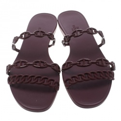 Hermes Burgundy Rubber D'ancre Chaine Rivage Sandals Size 39