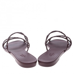 Hermes Burgundy Rubber D'ancre Chaine Rivage Sandals Size 39