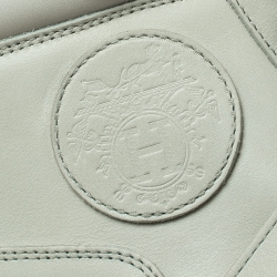 Hermes Off White Leather Ex Libris Detail Hiking Boots Size 37