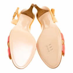 Hermes Pink And Beige Leather Night Slingback Sandals Size 38.5