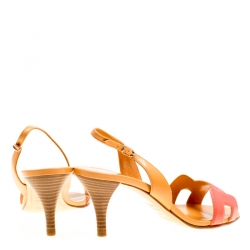 Hermes Pink And Beige Leather Night Slingback Sandals Size 38.5