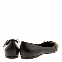 Hermes Black Leather Laura Pointed Toe Ballet Flats Size 40