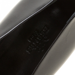Hermes Black Leather Laura Pointed Toe Ballet Flats Size 40