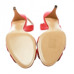 Pre Owned Hermes Orange Leather Night Slingback Sandals Size 39