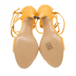 Hermes Alphonso Yellow Suede Cross Ankle Wrap Sandals Size 38