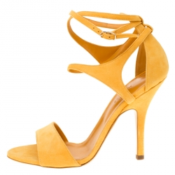 Hermes Alphonso Yellow Suede Cross Ankle Wrap Sandals Size 38