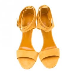 Hermes Alphonso Yellow Suede Cross Ankle Wrap Sandals Size 38