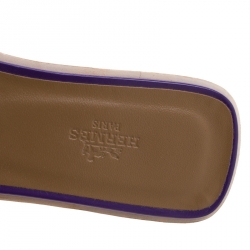 Hermes Purple Leather Oran Flat Slides Size 39