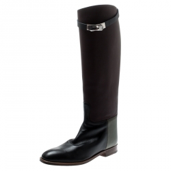 Hermes Etoupe Swift Leather Palladium Plated Jumping Boots Size 9.5/40 -  Yoogi's Closet