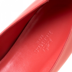Pre Owned Hermes Coral Orange Leather Nice Ballerina Flats Size 38
