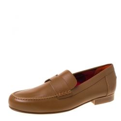 Hermes Brown Leather Kennedy Loafers Size 39