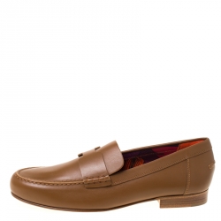Hermes Brown Leather Kennedy Loafers Size 39