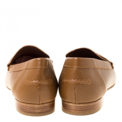 Hermes Brown Leather Kennedy Loafers Size 39