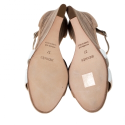 Hermes Multicolor Suede Legend Wedge Ankle Strap Sandals Size 37