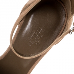 Hermes Multicolor Suede Legend Wedge Ankle Strap Sandals Size 37