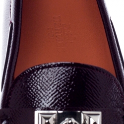 Hermes Burgundy Patent Leather Irving Slip On Loafers Size 37.5