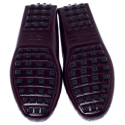 Hermes Burgundy Patent Leather Irving Slip On Loafers Size 37.5