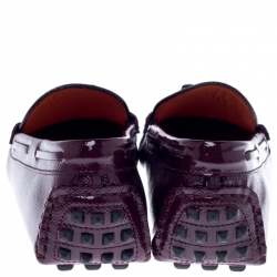 Hermes Burgundy Patent Leather Irving Slip On Loafers Size 37.5