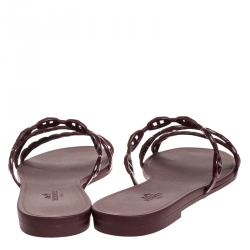 Hermes Brown Rubber Rivage Chain Detail Slip On Flats Size 40