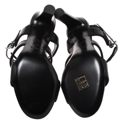 Pre Owned Hermes Black Leather Collier De Chien Sandals Size 37