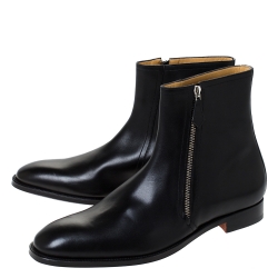 Hermes Black Leather Jerry Ankle Boots Size 43.5