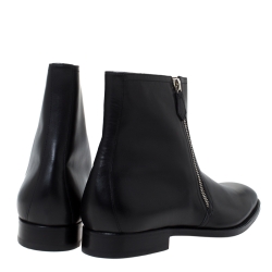 Hermes Black Leather Jerry Ankle Boots Size 43.5