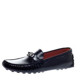 Hermes Black Patent Leather Irving Slip On Loafers Size 40.5