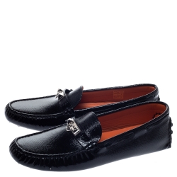 Hermes Black Patent Leather Irving Slip On Loafers Size 40.5