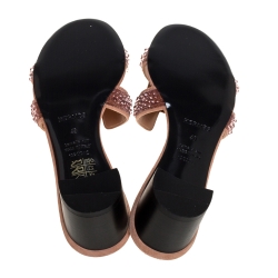Hermes Brown Suede Pearl Embellished Oasis Open Toe Sandals Size 40