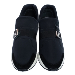 Hermes Black Neoprene and Leather Run Sneakers Size 39