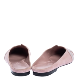 Hermes Pink Suede Roxane Flat Mules Size 38.5