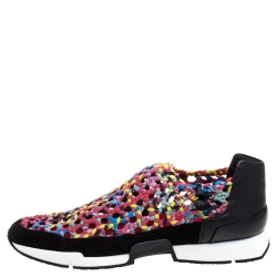 مملوكة مسبقًا Hermes Multicolour Braided Fabric Cavalcadour Print Oxygene Sneakers Size 39