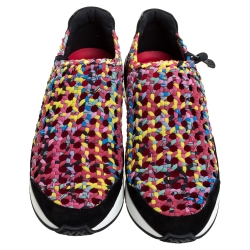 مملوكة مسبقًا Hermes Multicolour Braided Fabric Cavalcadour Print Oxygene Sneakers Size 39