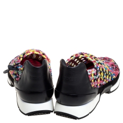 مملوكة مسبقًا Hermes Multicolour Braided Fabric Cavalcadour Print Oxygene Sneakers Size 39